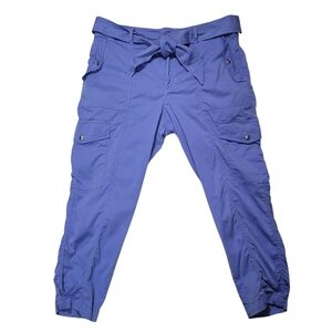 Lauren Ralph Lauren Blue Cargo Pants 18 Belted Utility Stretch Cotton Capri